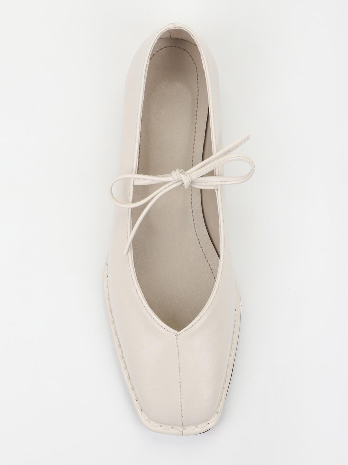 Ivory Square-Toe Classic Bridge Strap Slip-On Stylish Flats
