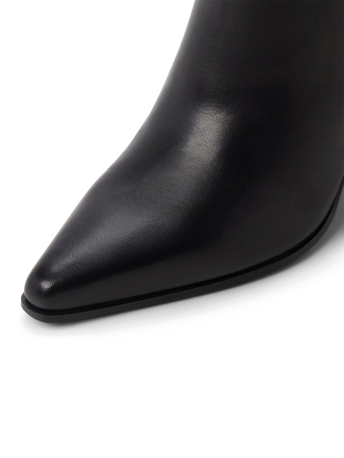 Black Snip-Toe Side Fringe Half-Zip Simple Knee High Cowgirl Boots