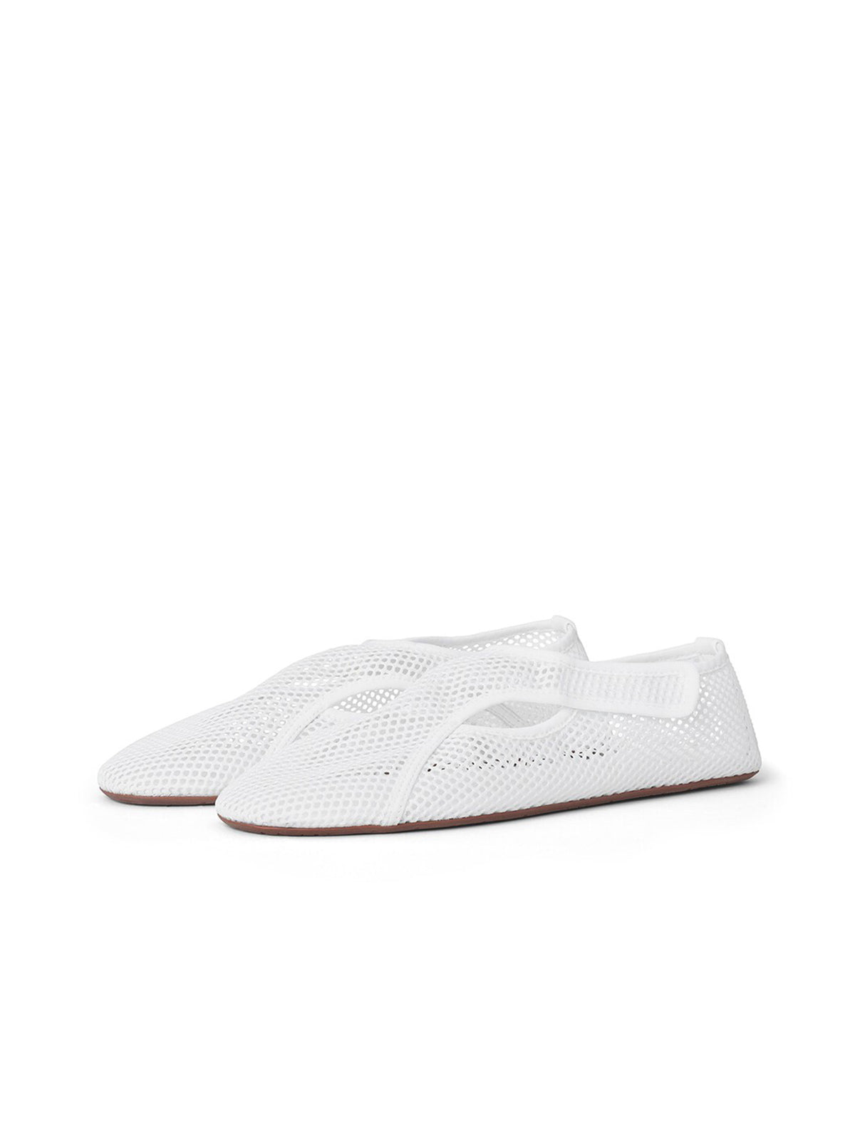 White Mesh Round-Toe Classic Slip-On Ballet Flats