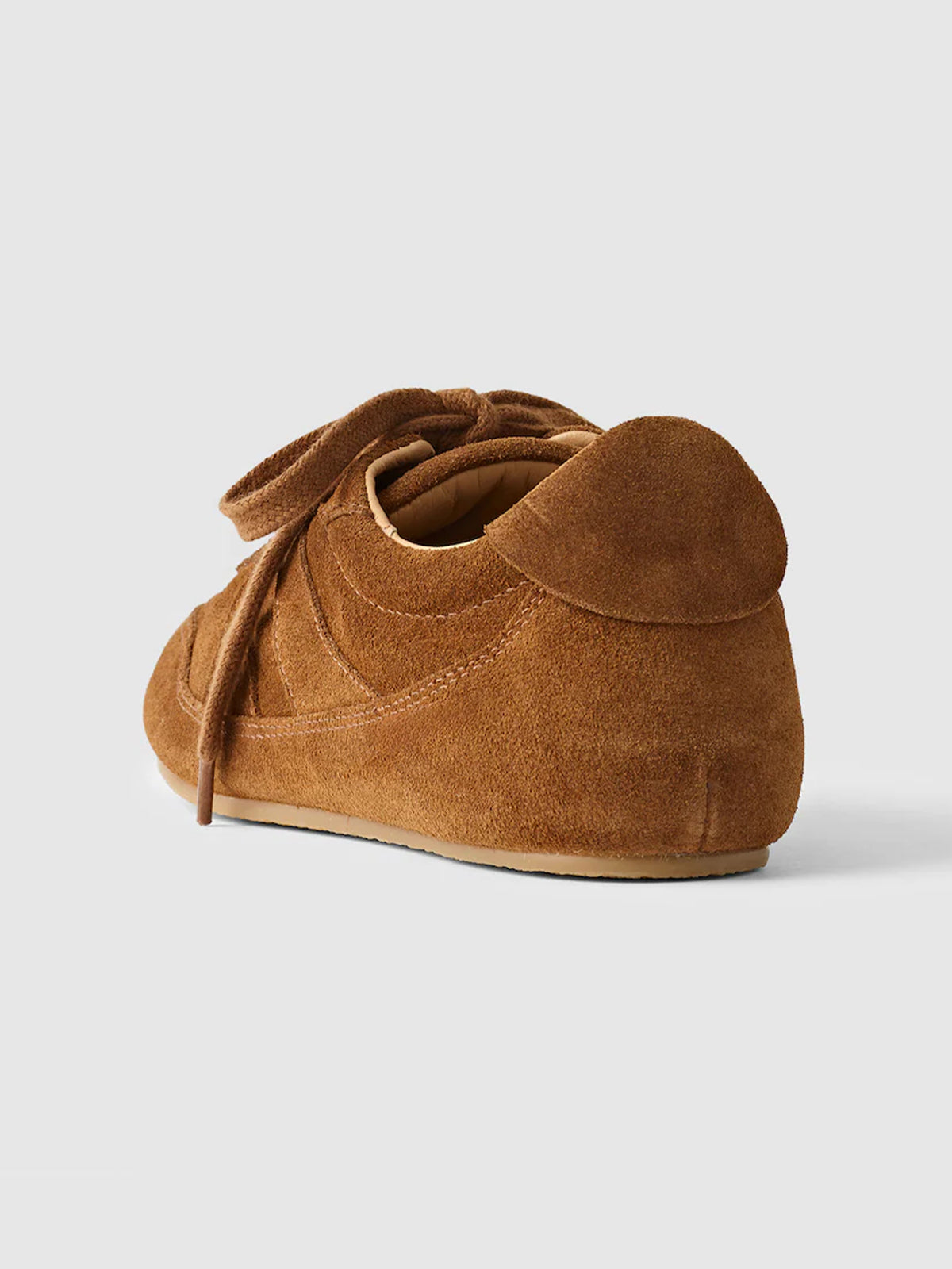 Brown Cow Suede And Cow Leather Round-Toe Lace-Up Classic Sneakers