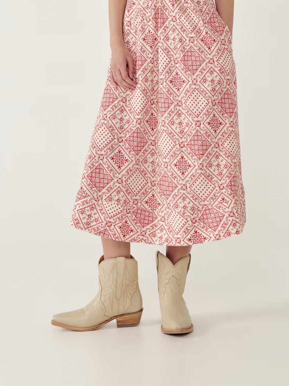 Cream Snip-Toe Embroidery Ankle Booties