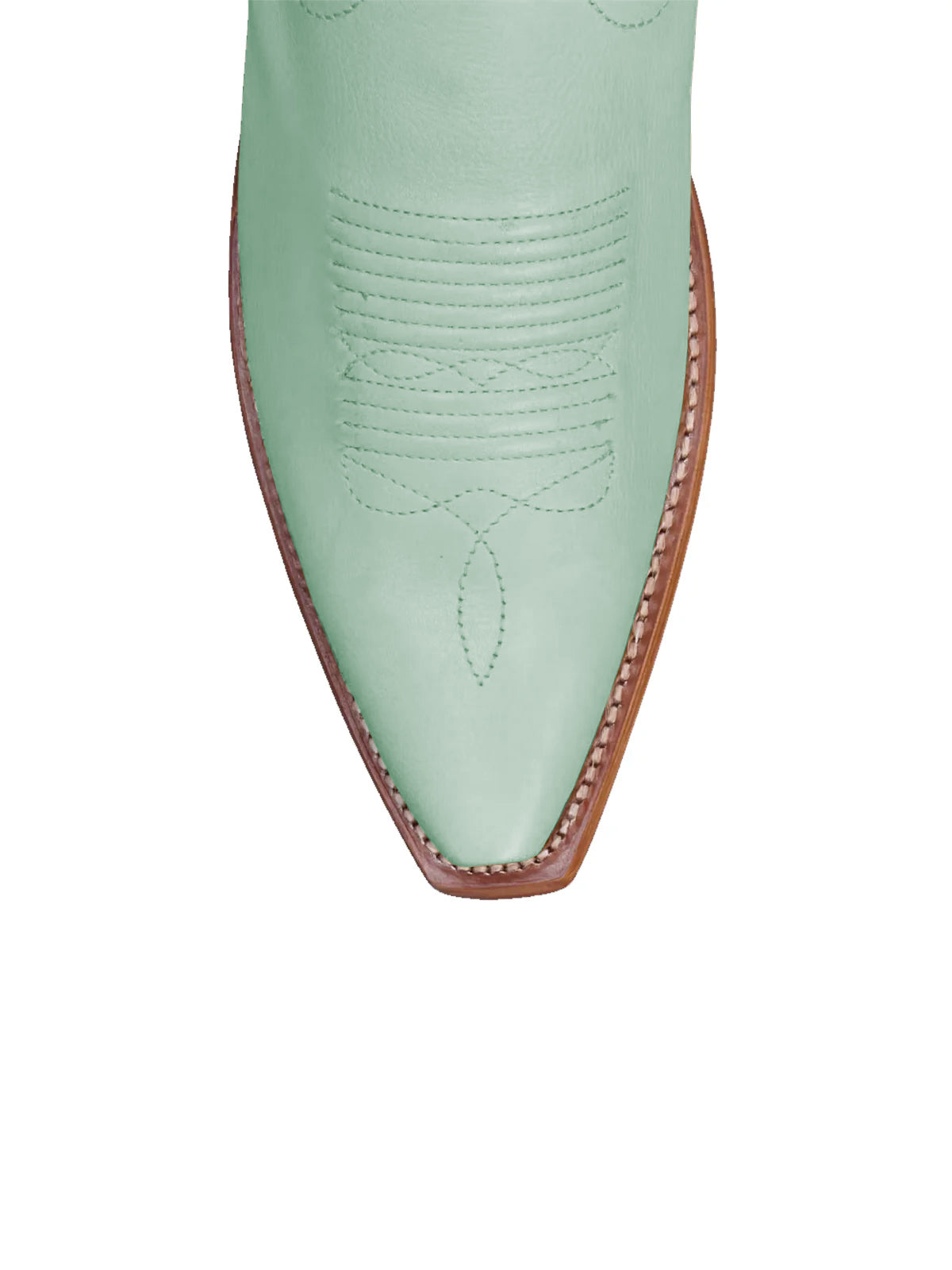 Mint Green Snip-Toe Embroidery Wide Calf Knee High Cowgirl Boots