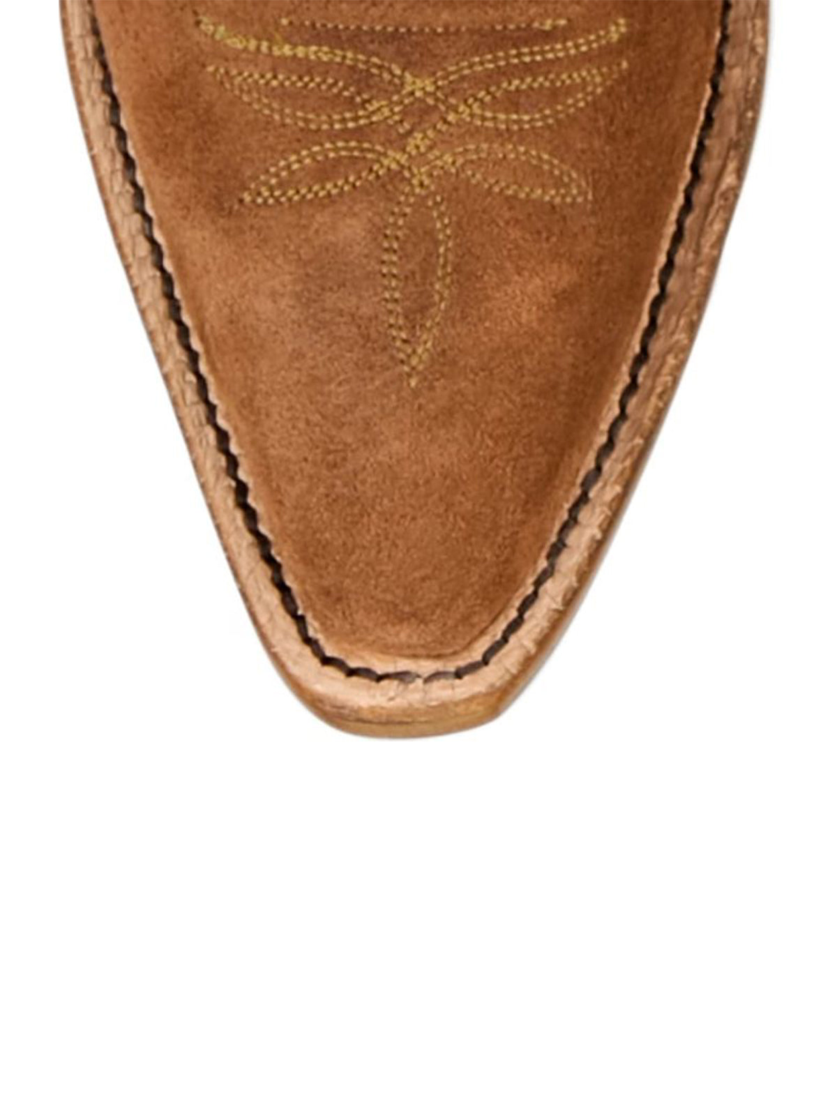 Brown Faux Suede Snip-Toe Wide Calf Embroidery Knee High Cowgirl Boots