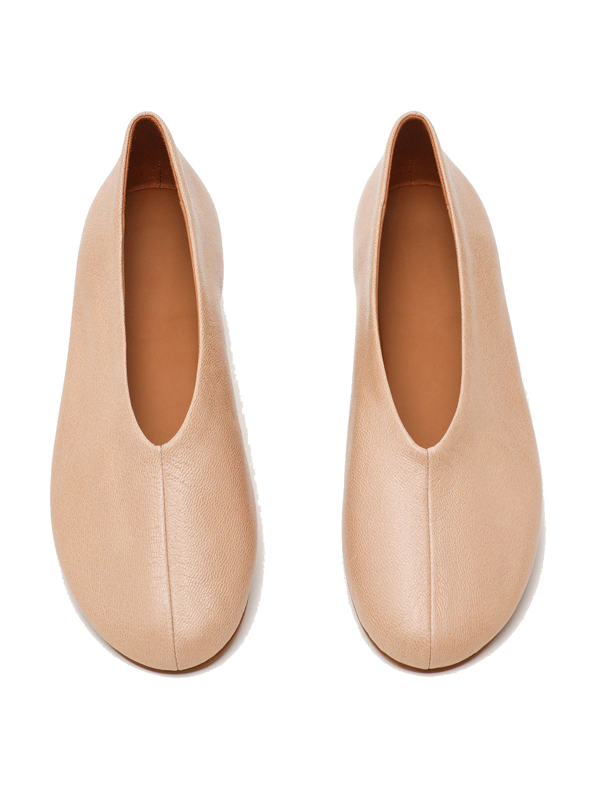 Simple Round-Toe Slip-On Ballet Flats - Nude