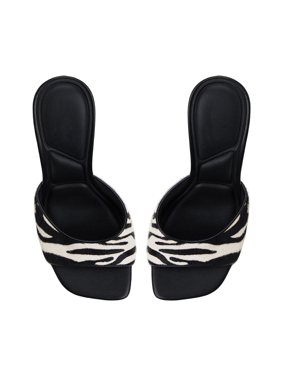 Zebra Print Open Square-Toe Backless High Heels