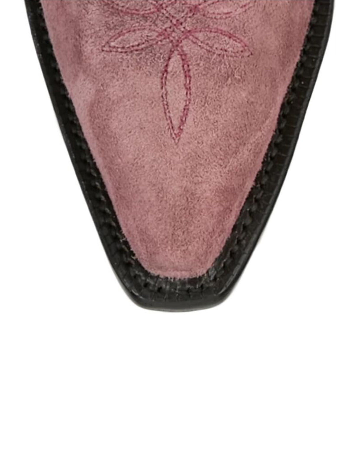 Pink Faux Suede Snip-Toe Wide Calf Embroidery Knee High Cowgirl Boots