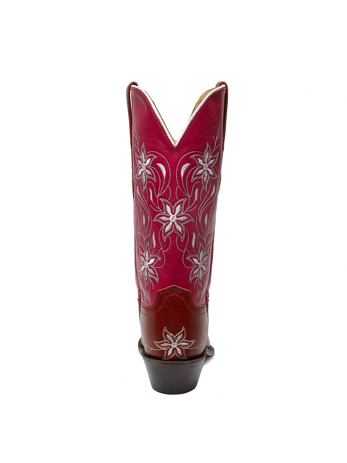 Burgundy Snip-Toe Floral Embroidery Mid Calf Cowgirl Boots