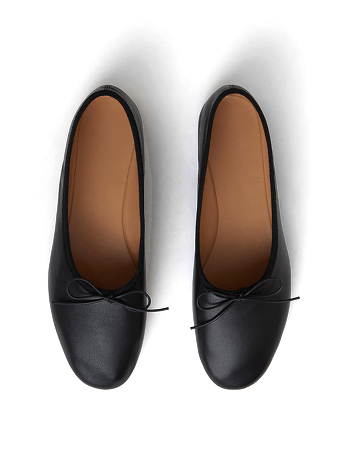 Black Round-Toe Front Chic Bow Slip-On Ballet Flats