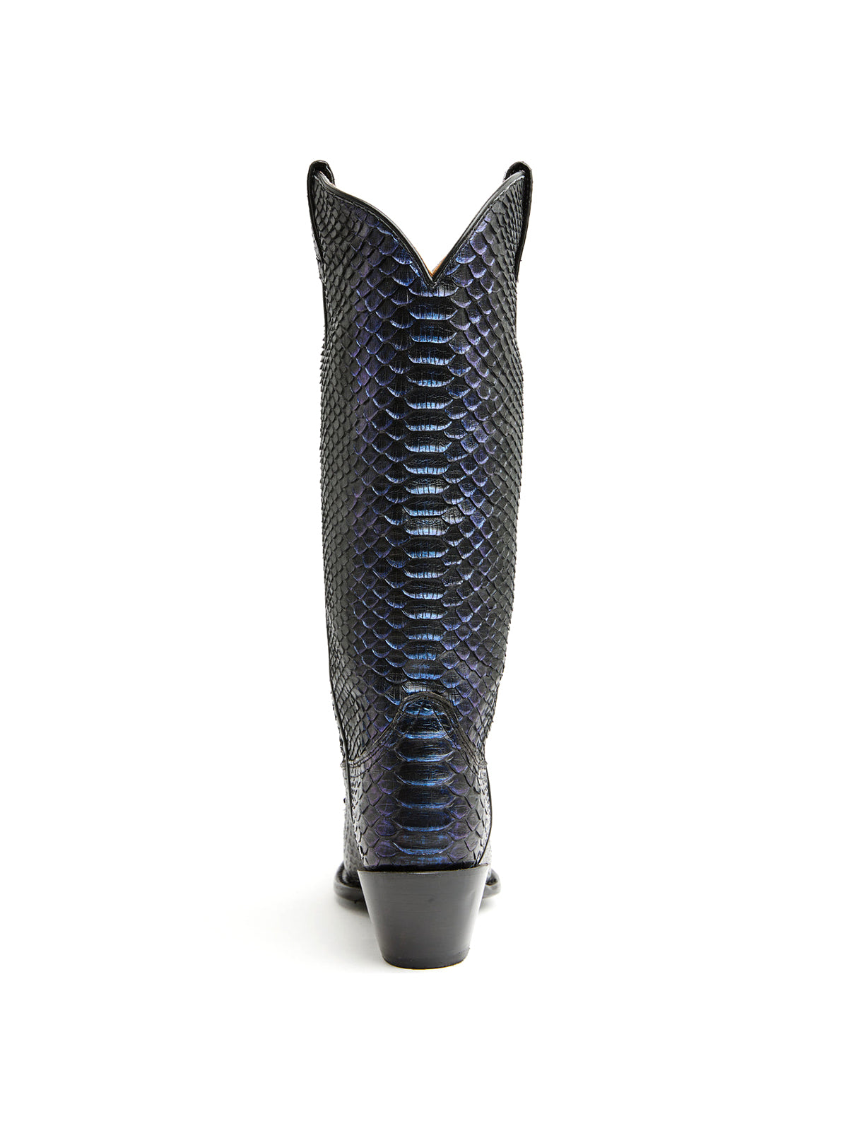 Blue Snakeskin Print Snip-Toe Sleek Wide Calf Knee High Cowgirl Boots