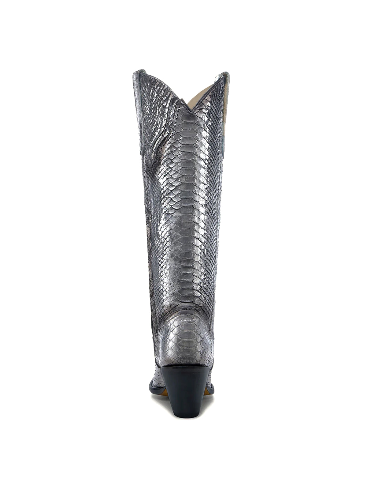 Metallic Snakeskin Pointed-Toe Half-Zip Simple Knee High Cowgirl Boots