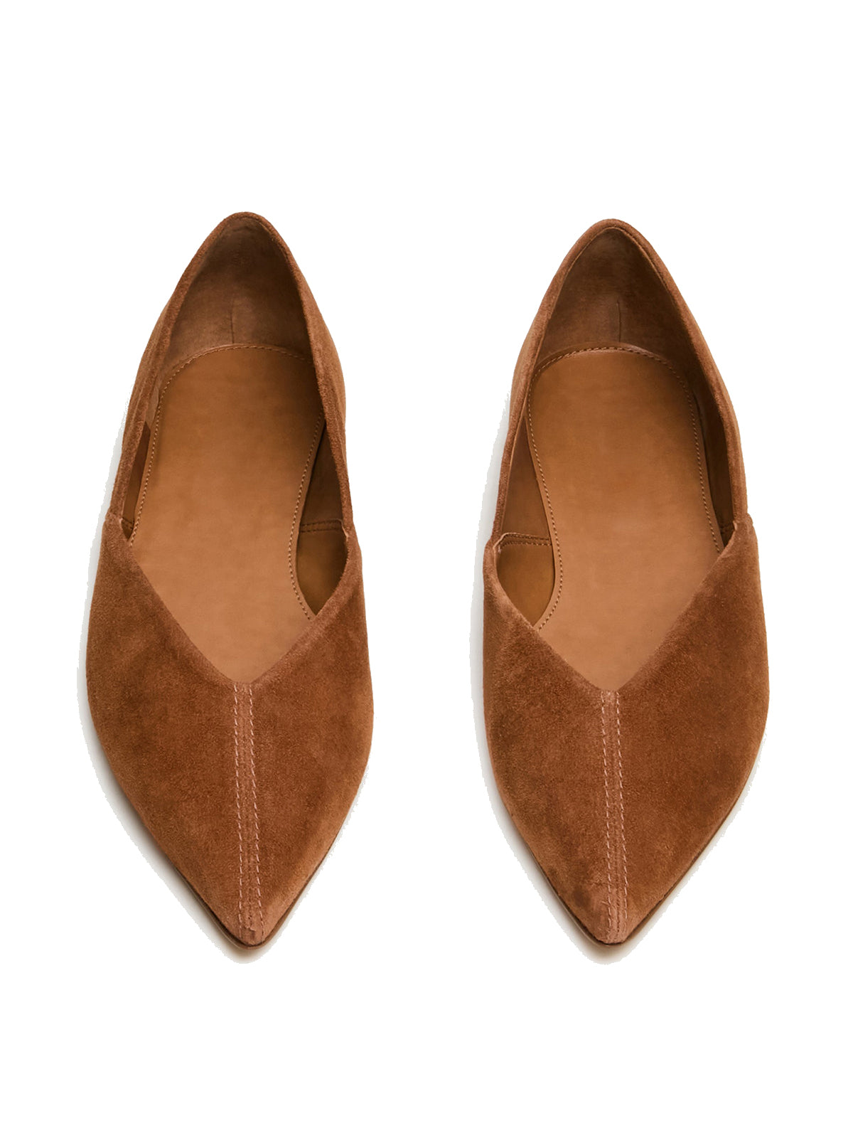 Brown Faux Suede Pointed-Toe Slip-On Simple Chic Flats