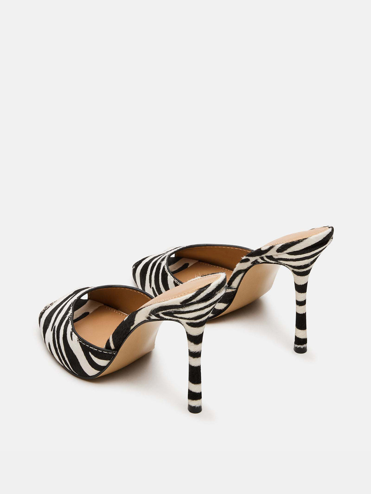 Round-Toe Slip-On High Stiletto Heels Pumps - Zebra Pony Hair