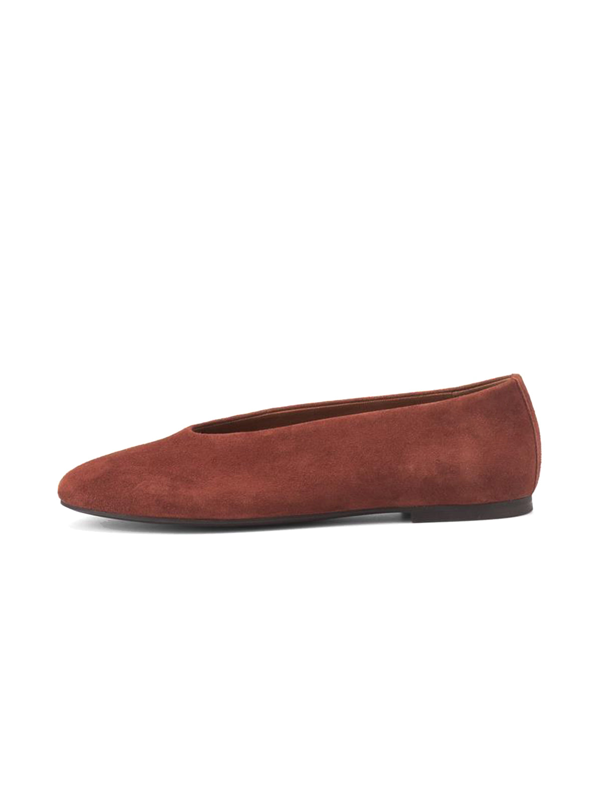 Dark Red Faux Suede Round-Toe Stylish Ballet Simple Flats