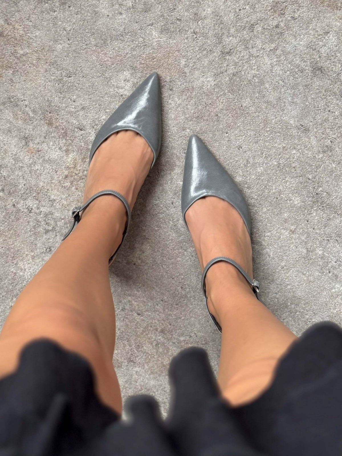 Ankle Strap Pointed-Toe Concise Kitten Heels - Gray