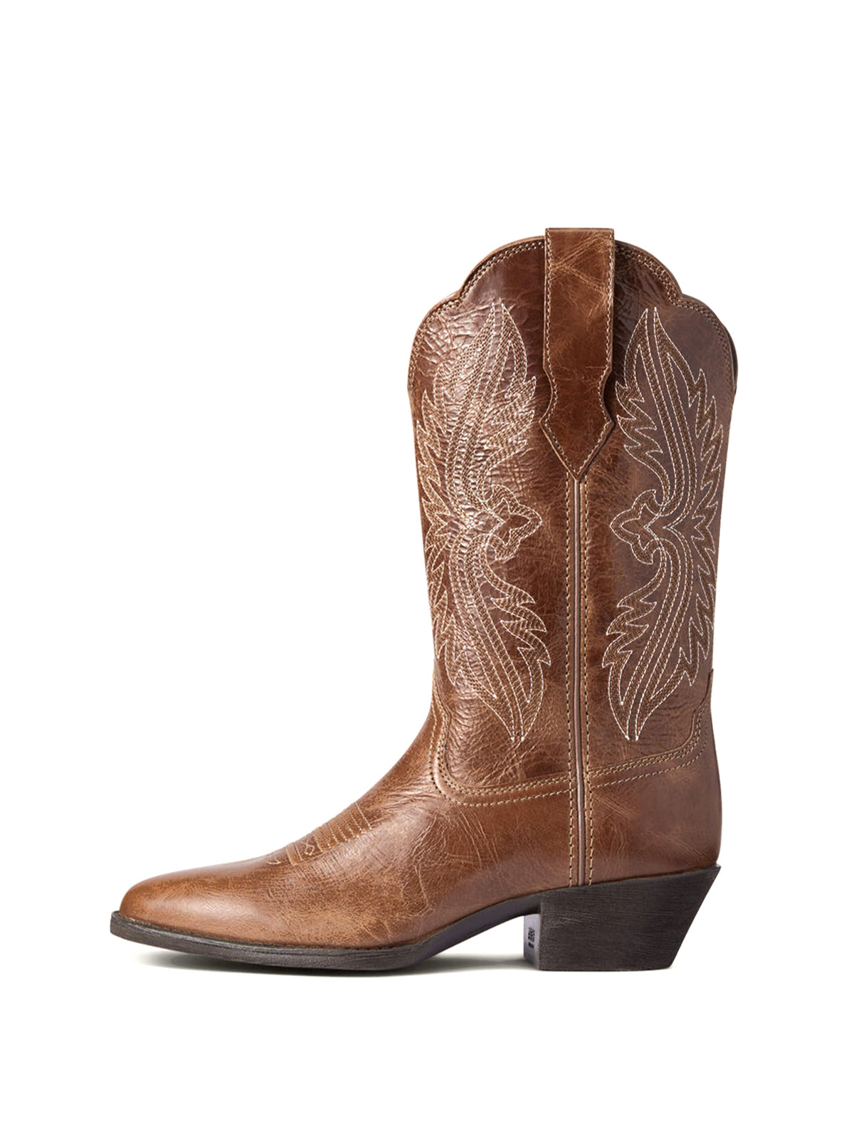 Red Embroidery Almond-Toe Wide Mid Calf Cowgirl Boots