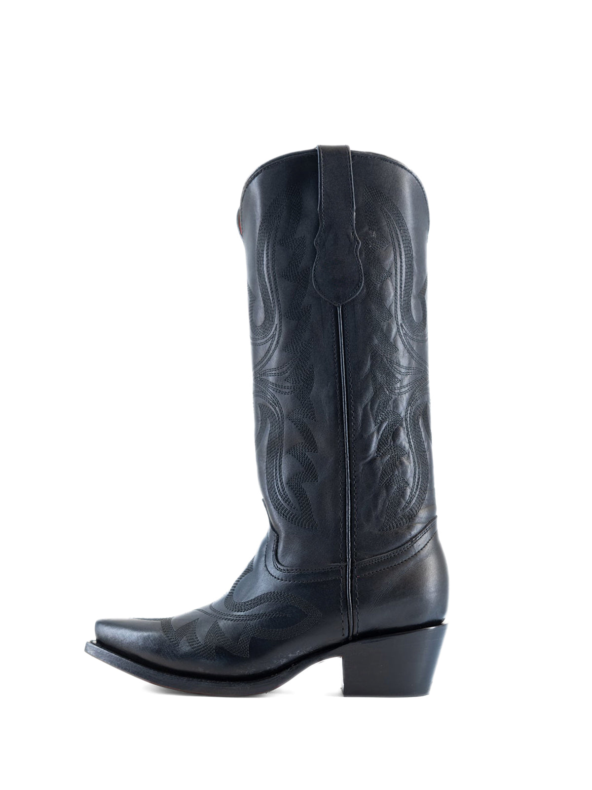 Dark Purple Snip-Toe Classic Embroidery Mid Calf Cowgirl Boots