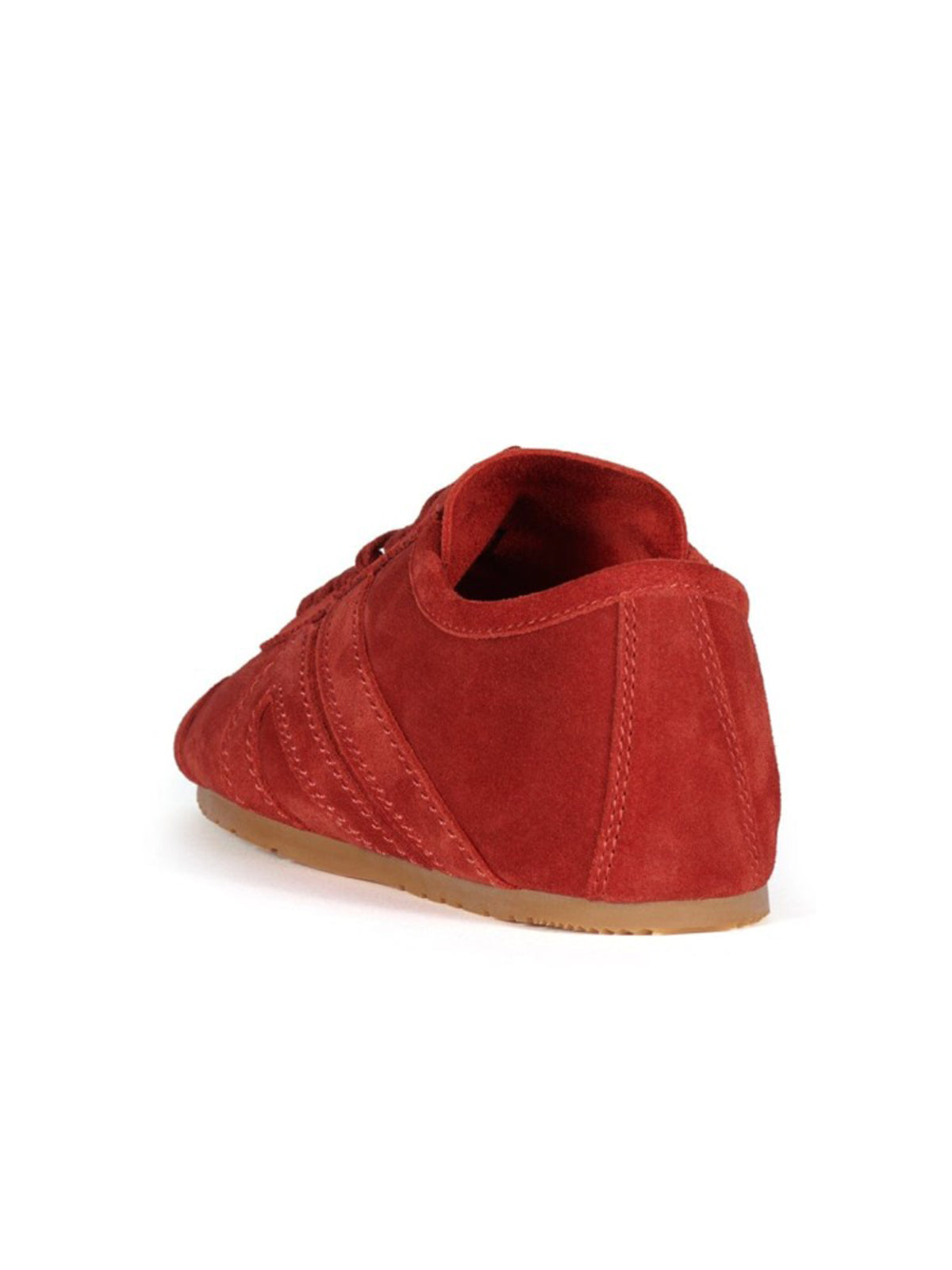 Brick Red Faux Suede Round-Toe Lace-Up Classic Sneakers Flats