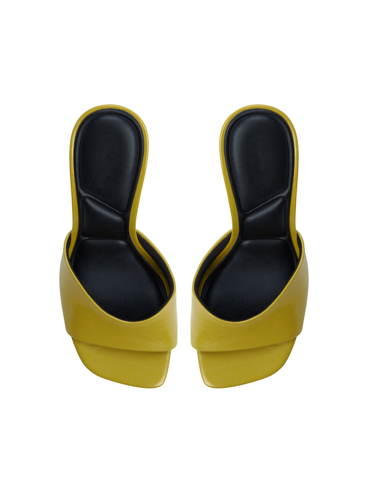 Lime Green Open Square-Toe Backless High Heels