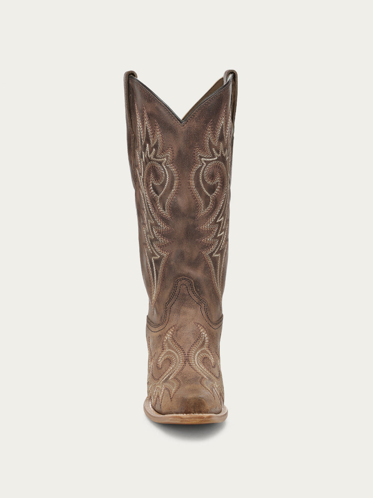 Flames Embroidery Snip-Toe Sleek Mid Calf Cowgirl Boots - Brown