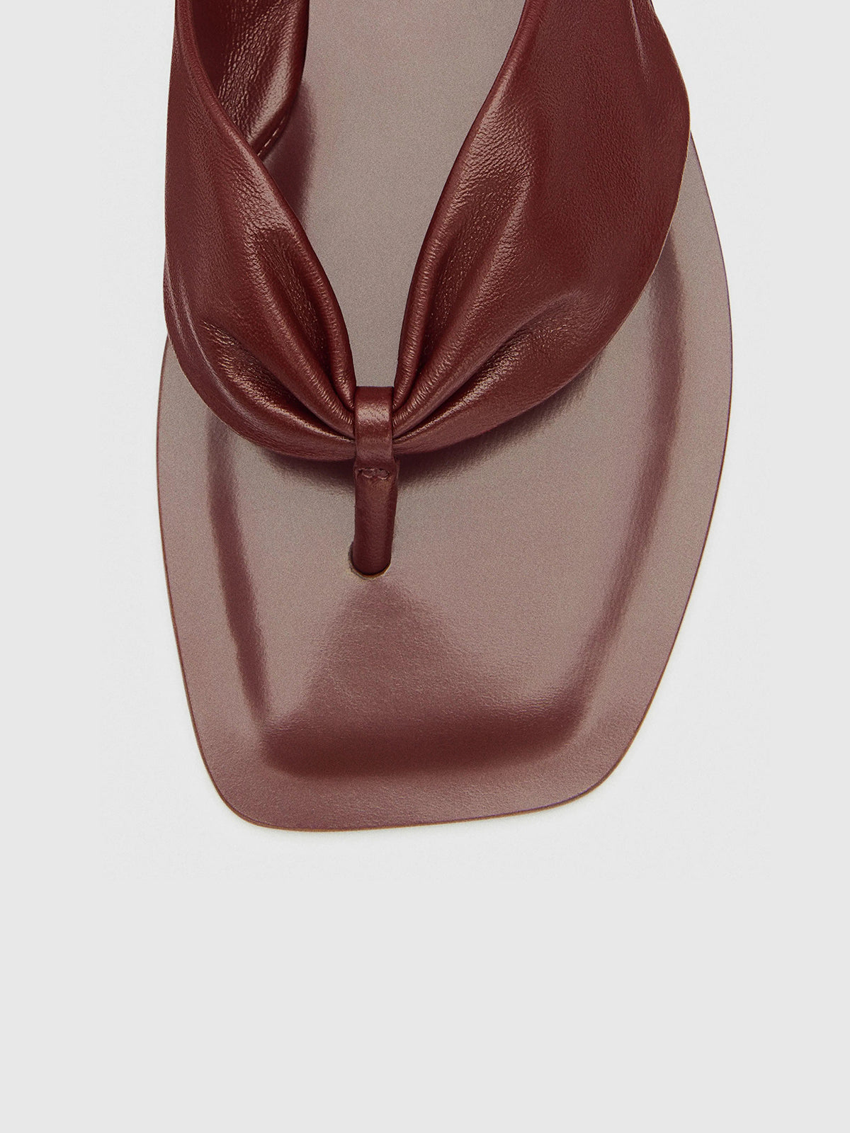 Red Square-Toe Front Studs Flip-Flops Simple Backless Flats