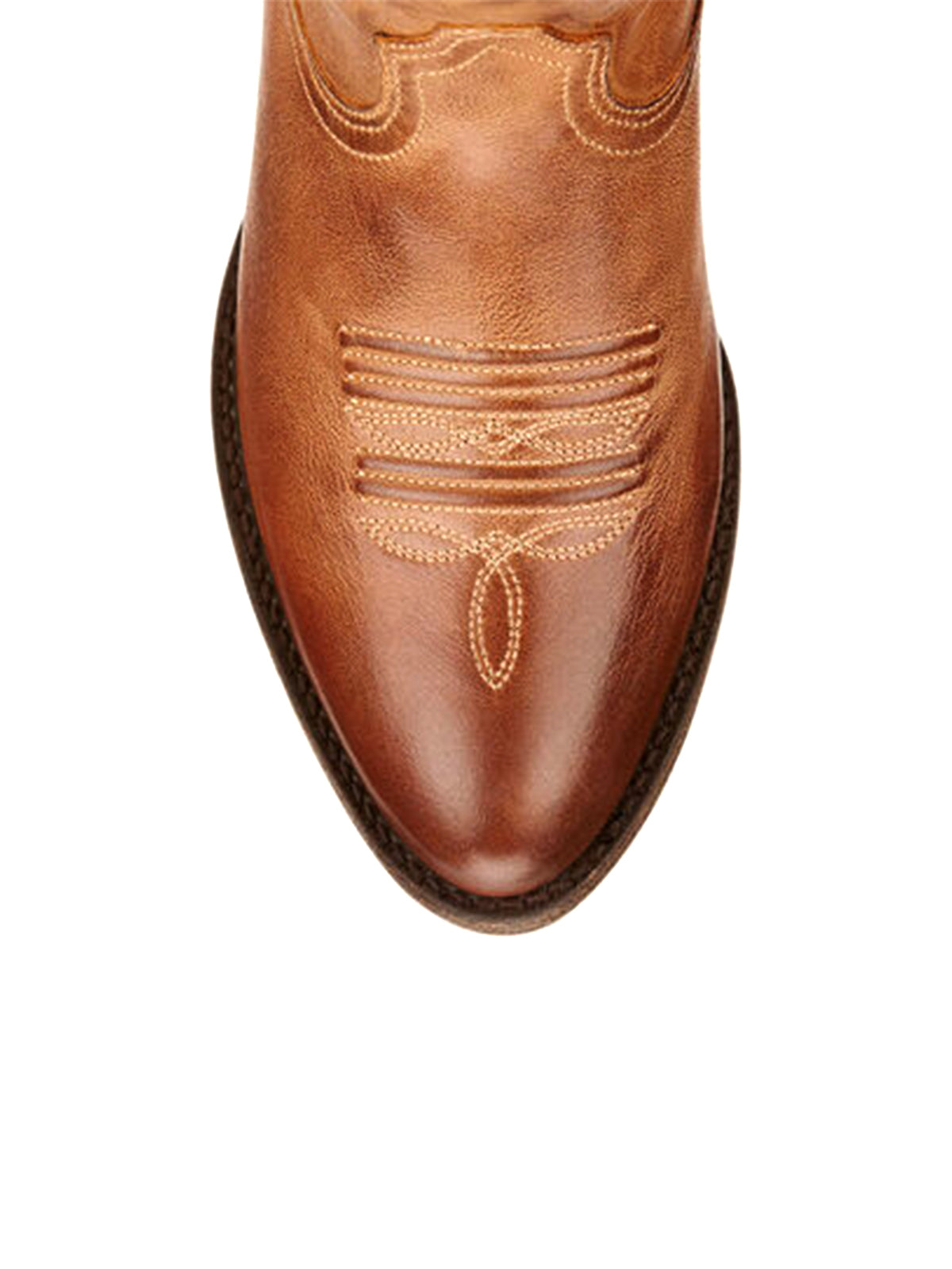 Caramel Brown Almond-Toe Stitch Cowgirl Short Ankle Western Boots