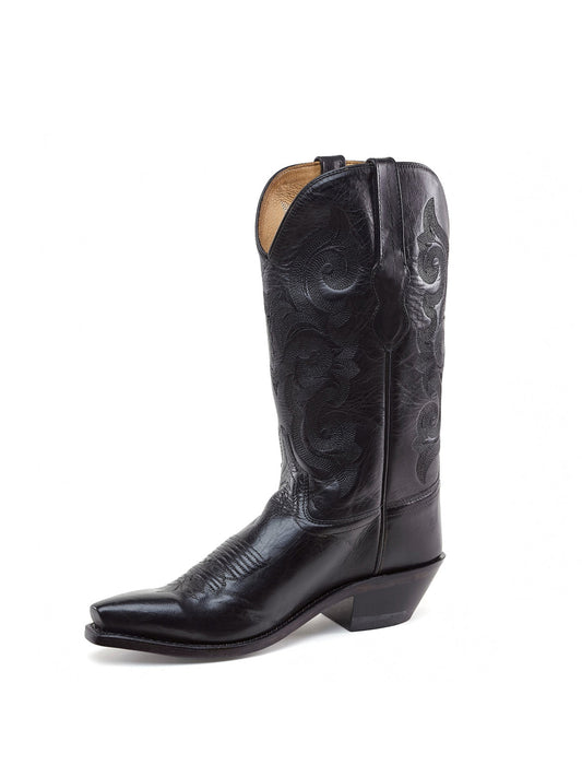 Black Snip-Toe Exquisite Embroidery Cowgirl Mid Calf Western Boots