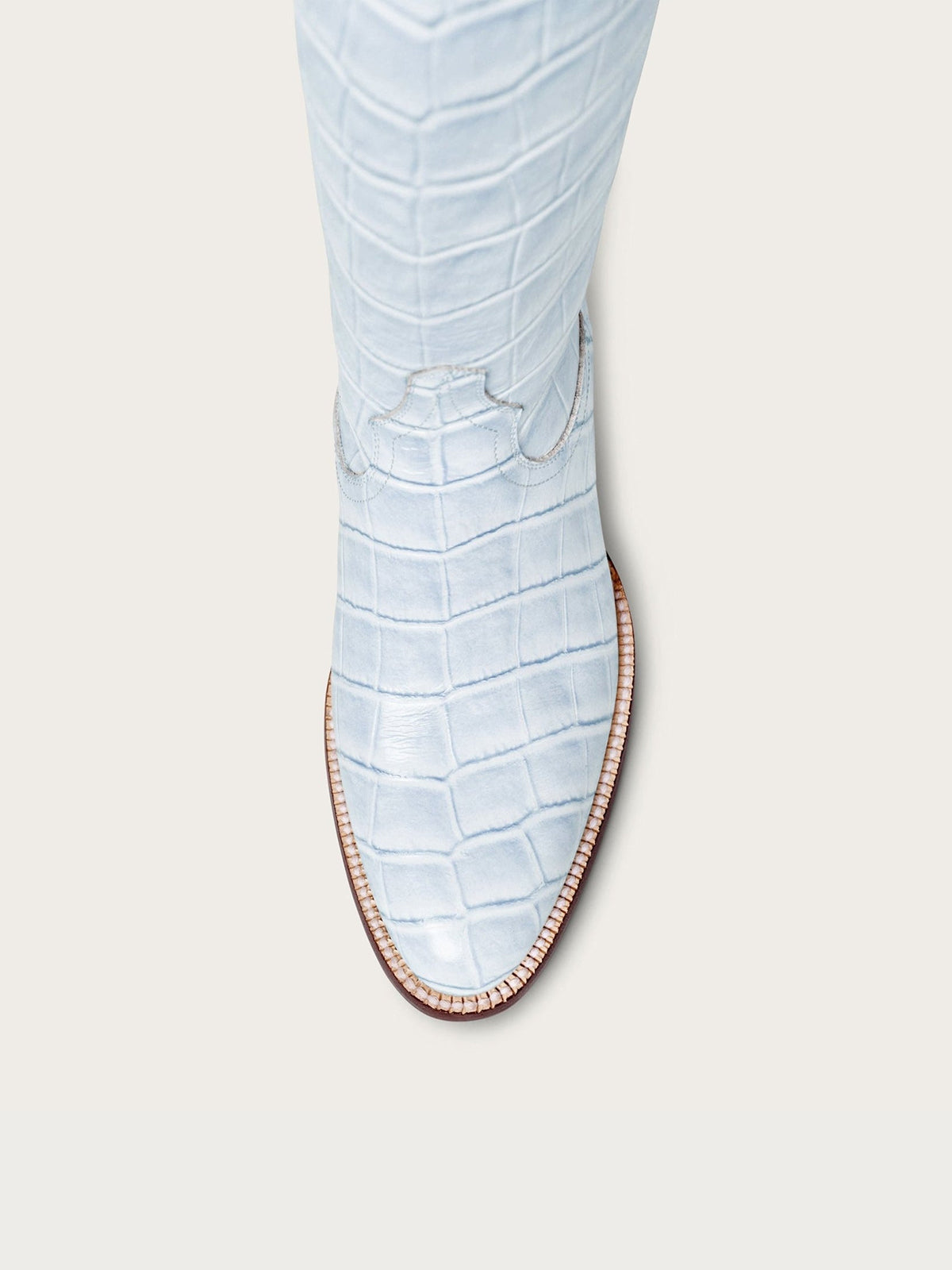 Blue Crocodile-Embossed Almond-Toe Wide Calf Tall Knee High Cowgirl Boots
