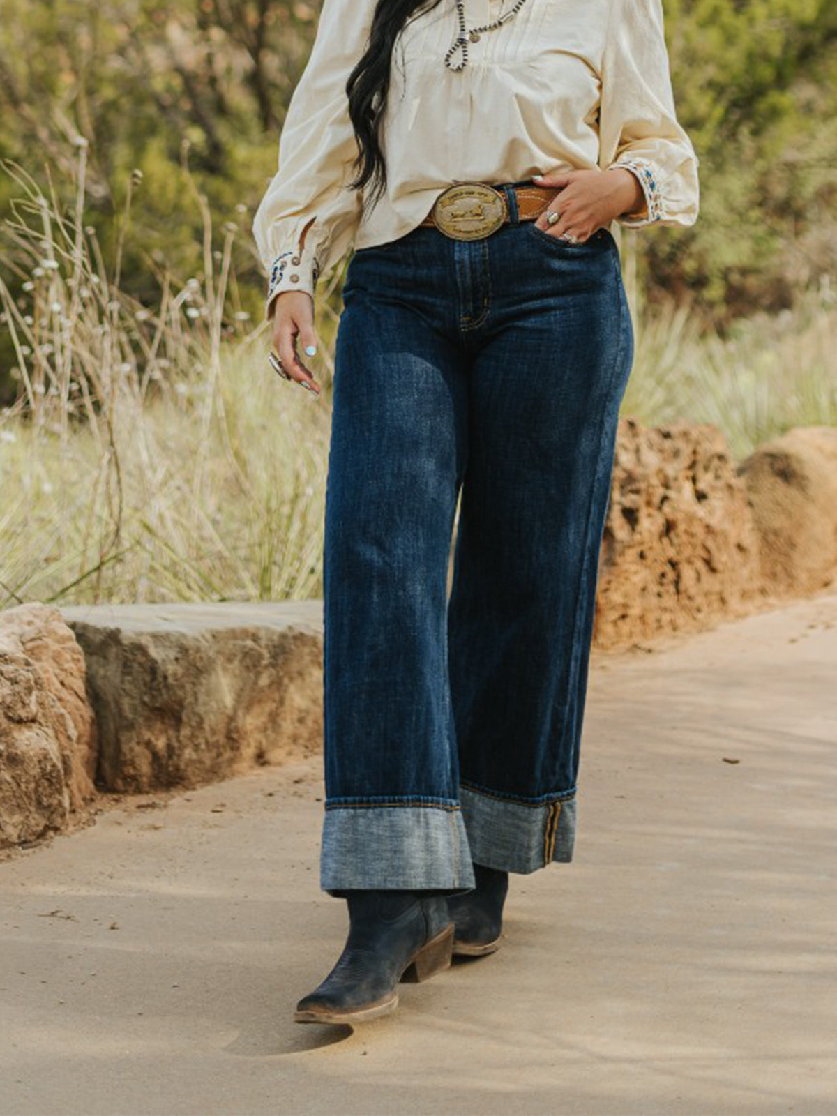 Navy Faux Suede Snip-Toe Short Slip-On Ankle Cowgirl Boots