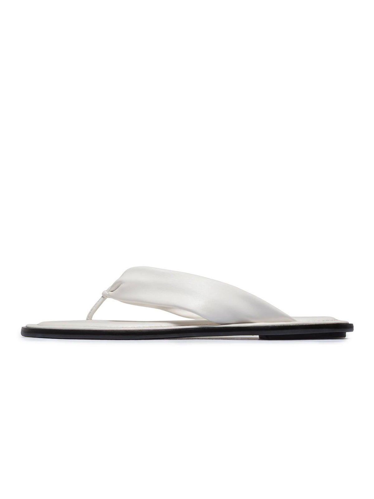 White Round-Toe Strap Flip-Flop Flats