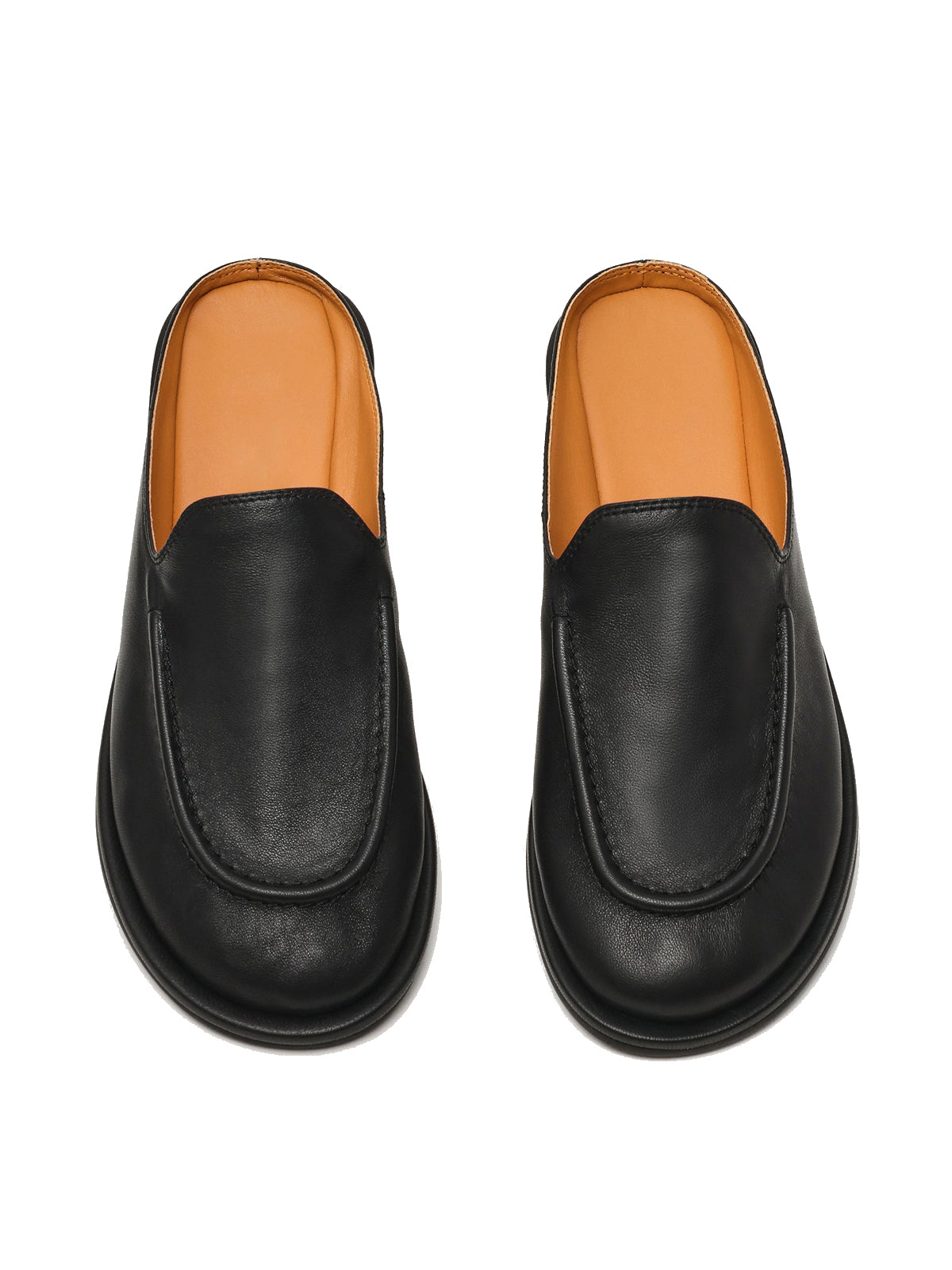 Black Vegan Leather Round-Toe Slip-On Backless Flats