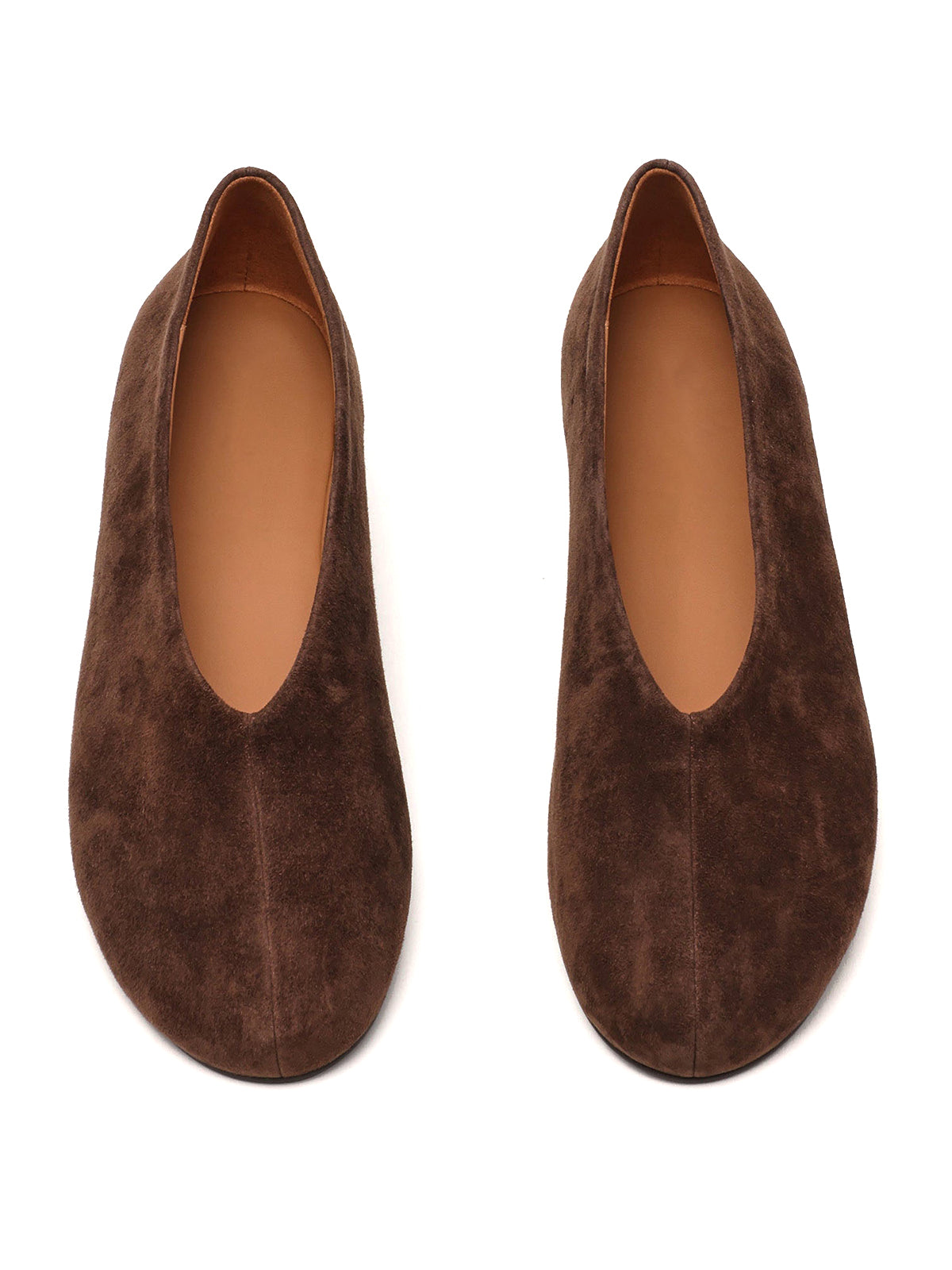 Simple Round-Toe Slip-On Ballet Flats - Brown