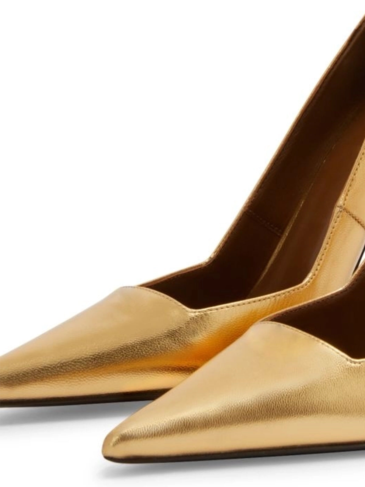 Metallic Gold Pointed-Toe Classic Slip-On Pumps High Heels