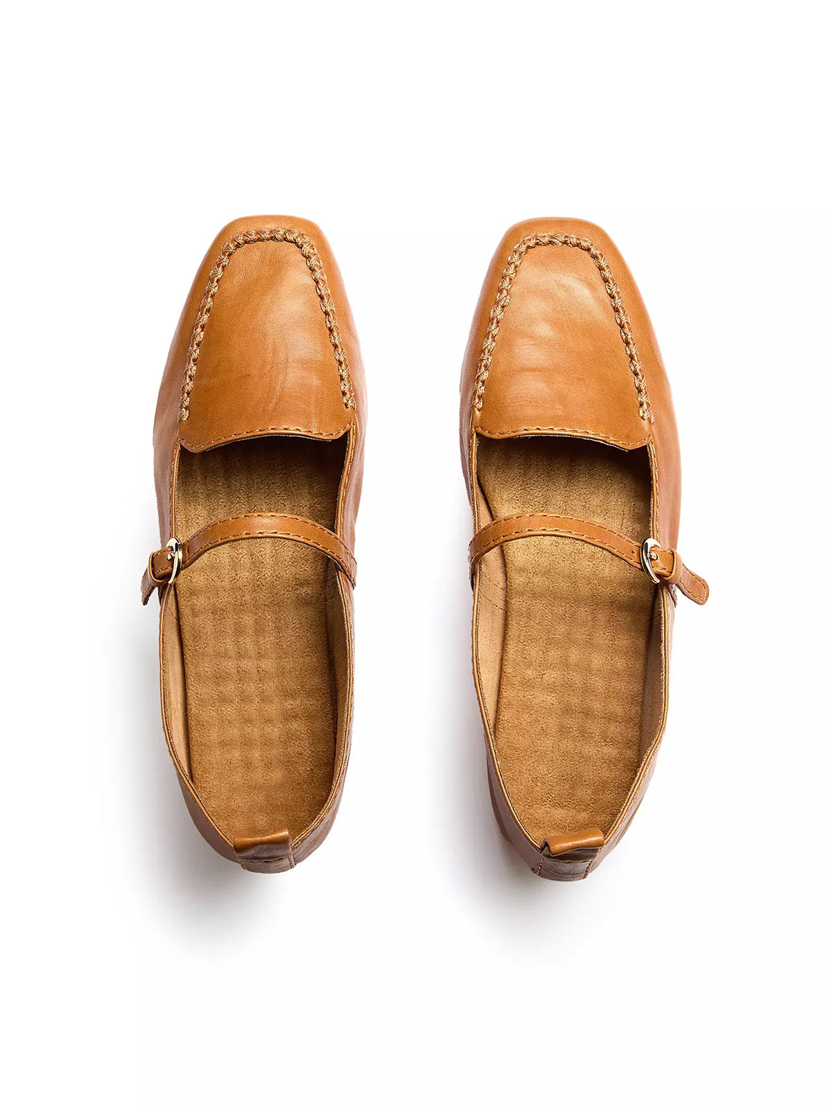 Honey Square-Toe Slip-On Mary Jane Flats Loafers