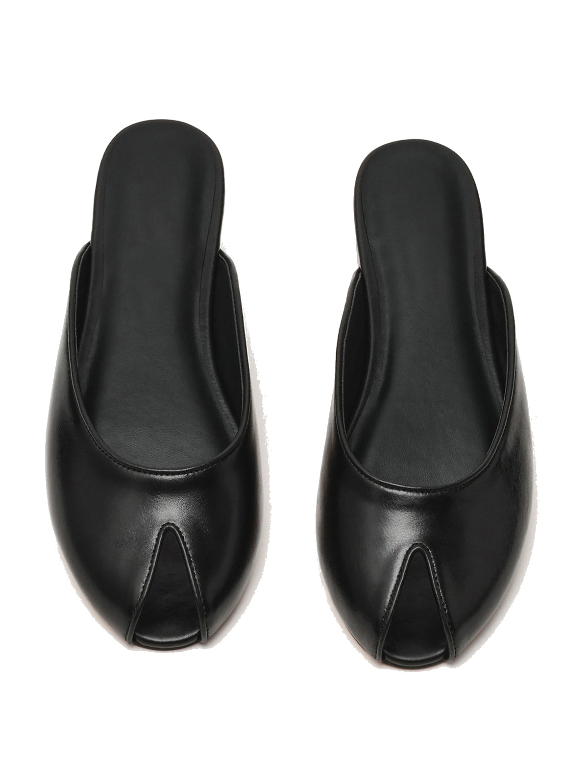 Black Peep Round-Toe Slip-On Chic Mules Flats