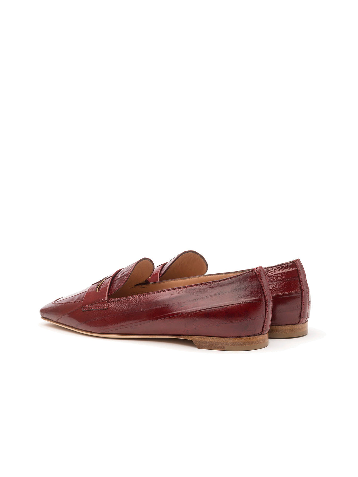 Red Eel Pattern Square-Toe Slip-On Flats