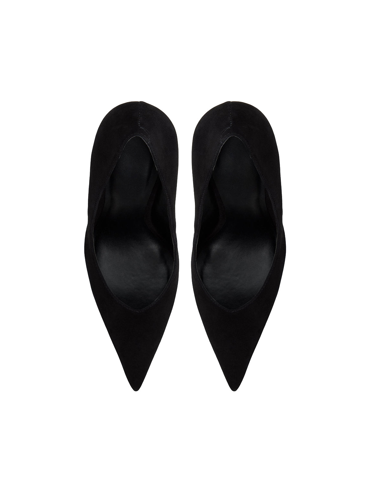 Black Faux Suede Pointed-Toe Classic Backless High Heels