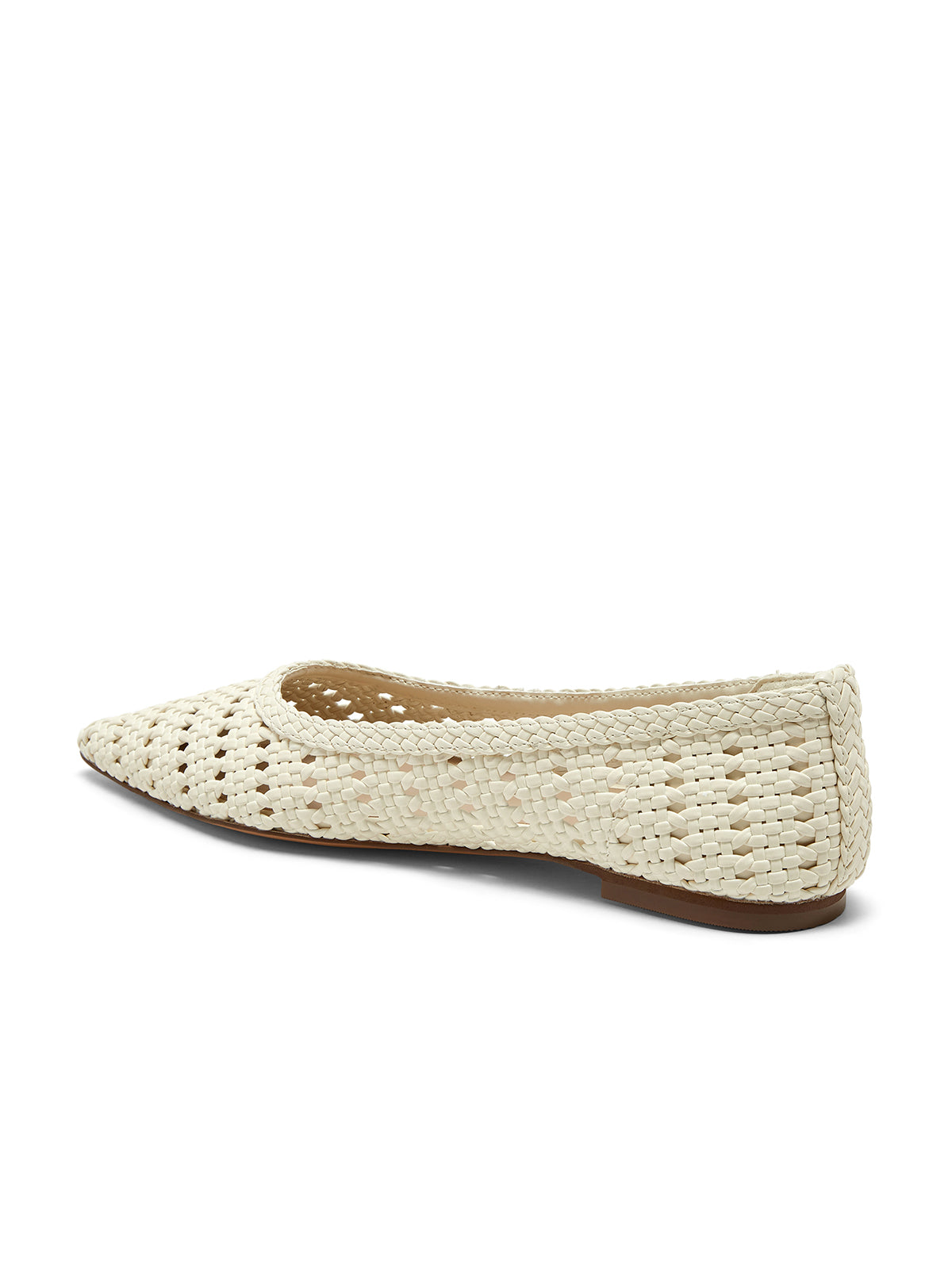 Ivory Woven Vegan Leather Pointed-Toe Slip-On Chic Flats