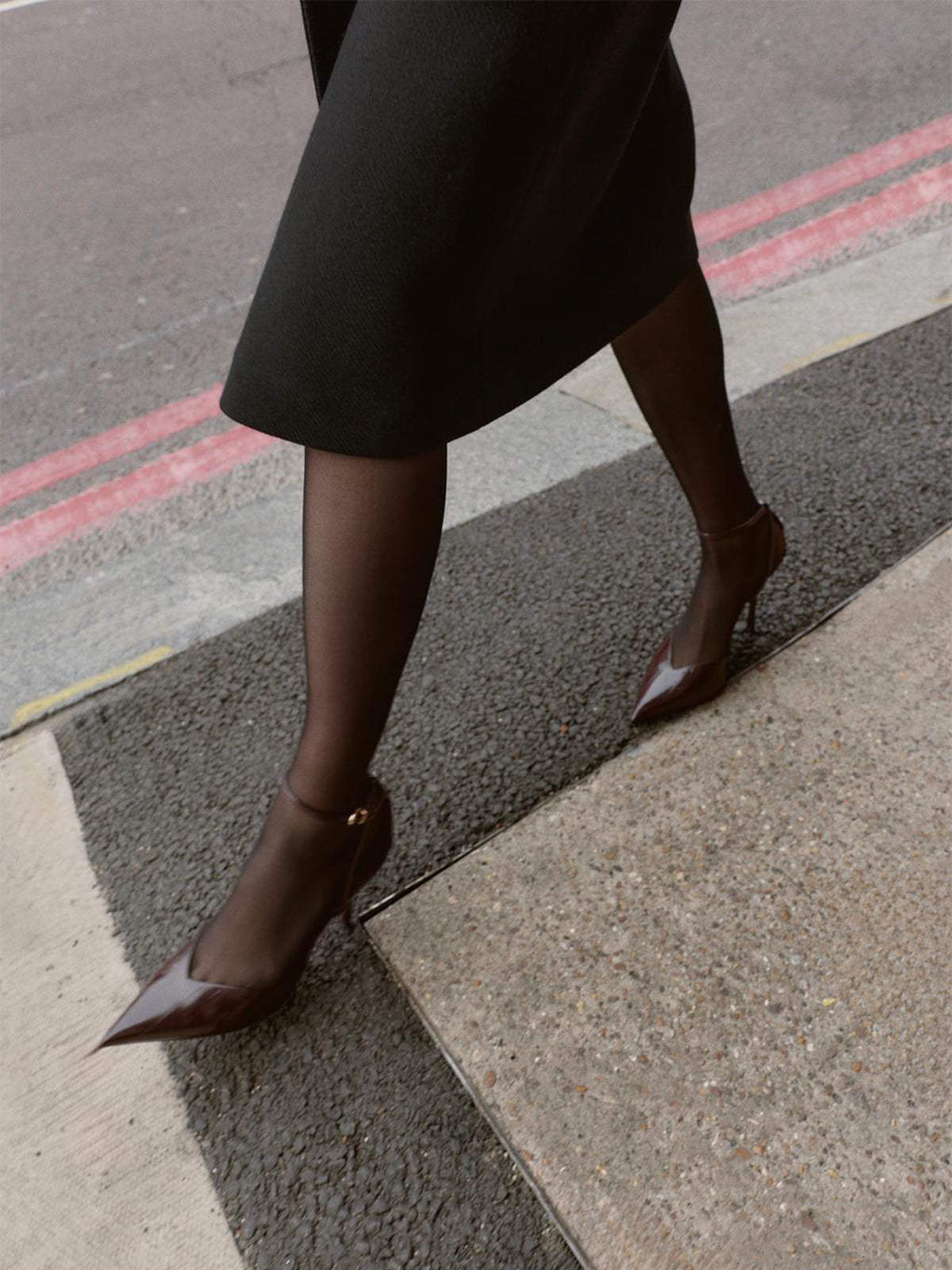 Black Eel Skin Pattern Strappy With Buckle Slingback High Heels