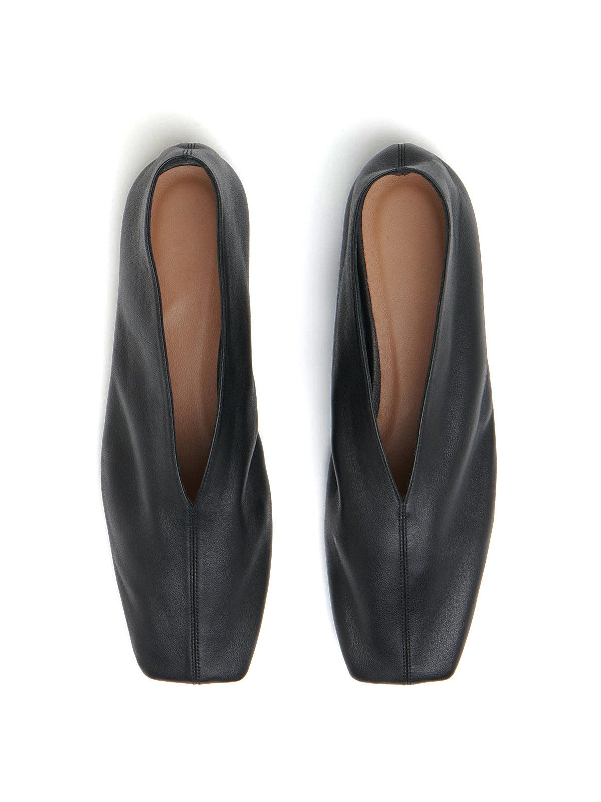 Black Vegan Leather Square-Toe Simple Slip-On Flats