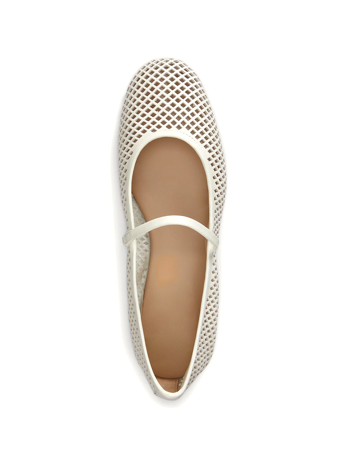 White Round-Toe Little Cutouts And Mary Jane Ballet Flats