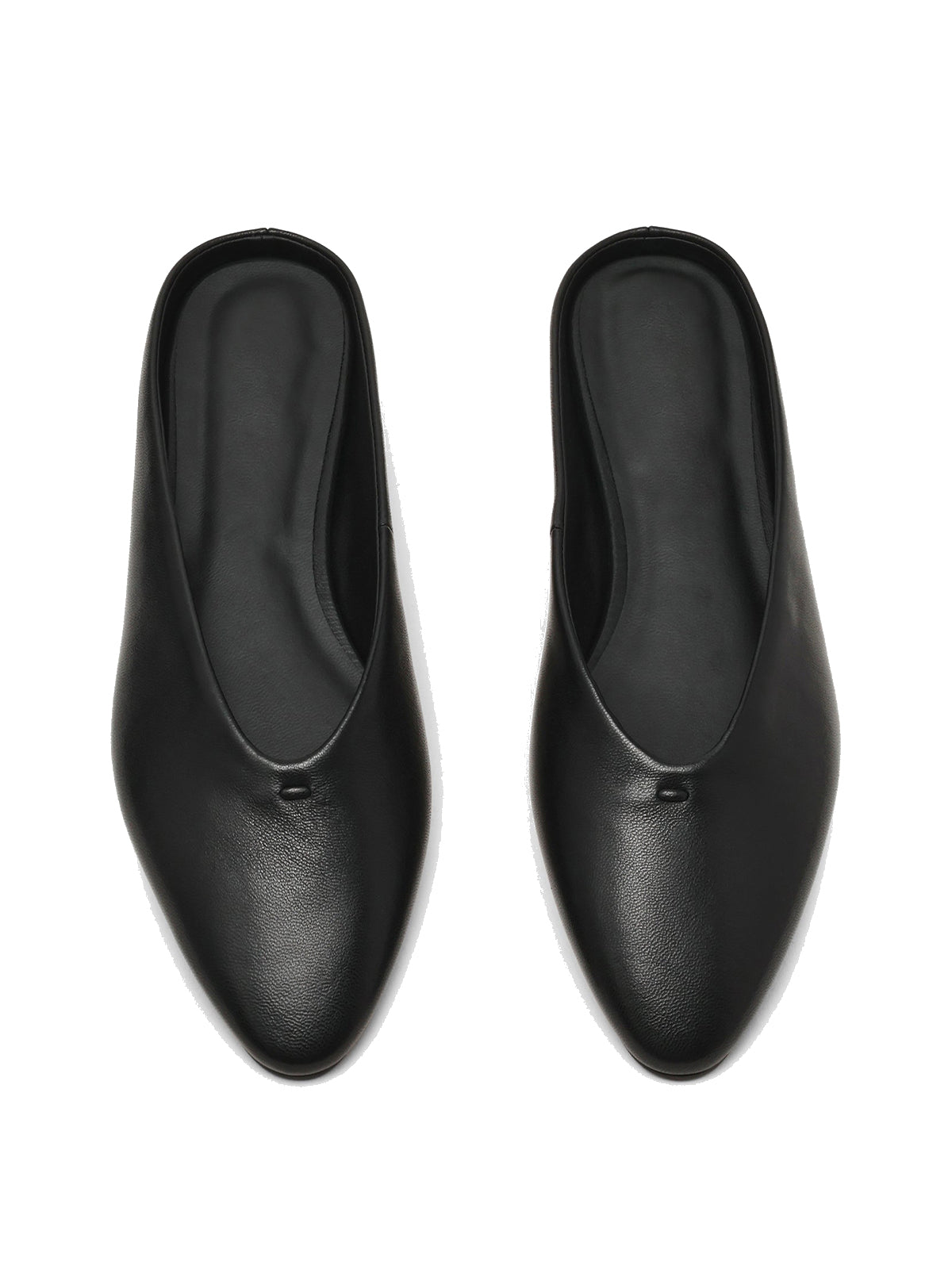Black Almond-Toe Slip-On Simple Backless Flats