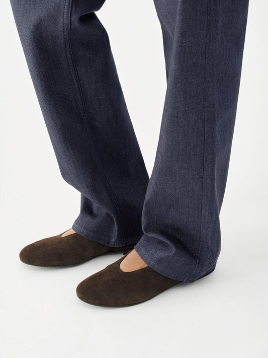 Brown Faux Suede Round-Toe Stylish Ballet Simple Flats