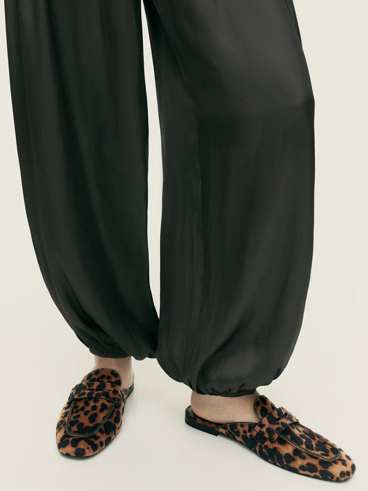 Leopard Print Square-Toe Slip-On Backless Loafers Flats