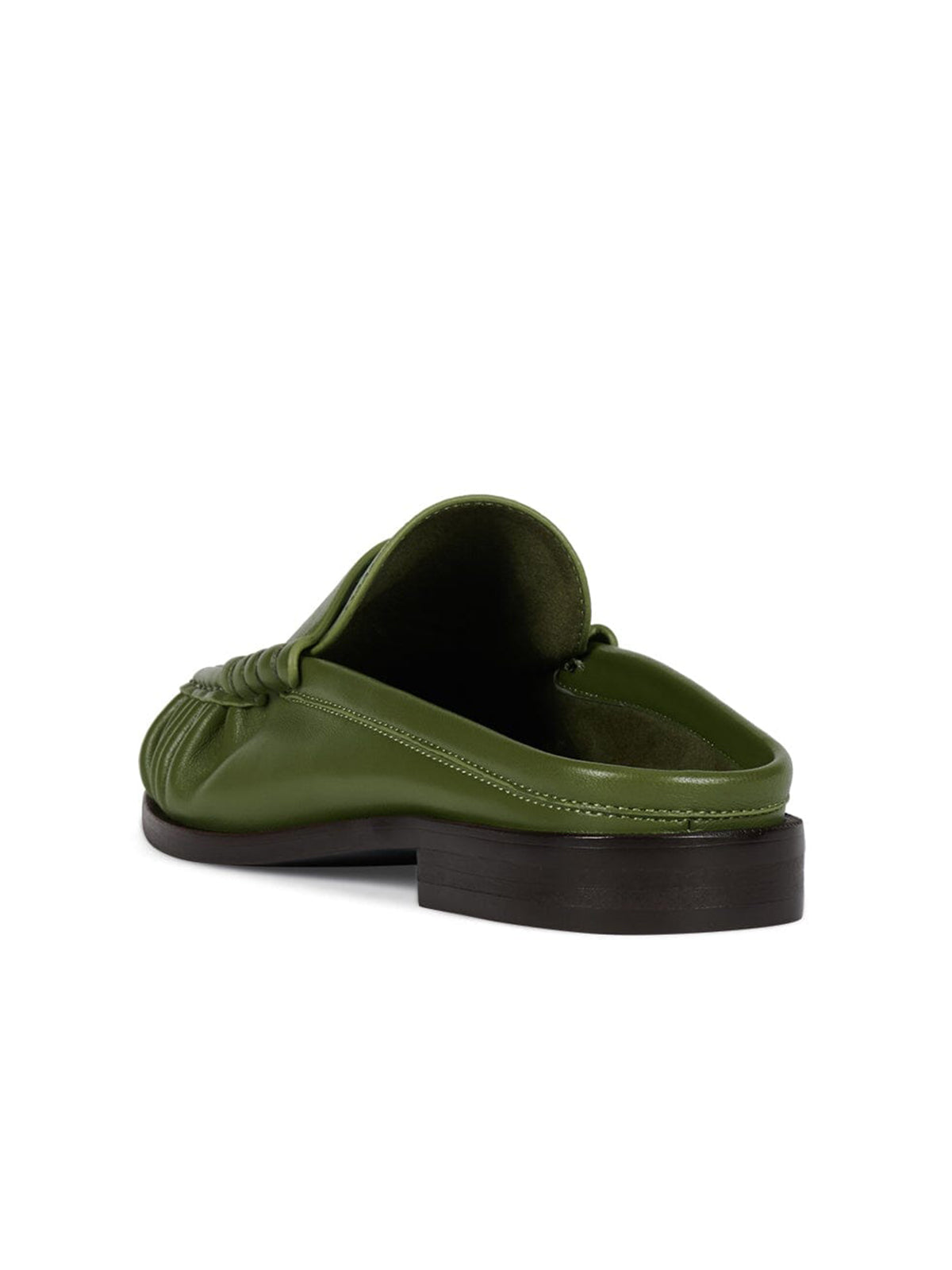 Round-Toe Backless Slip-On Loafer Mule Flats - Green