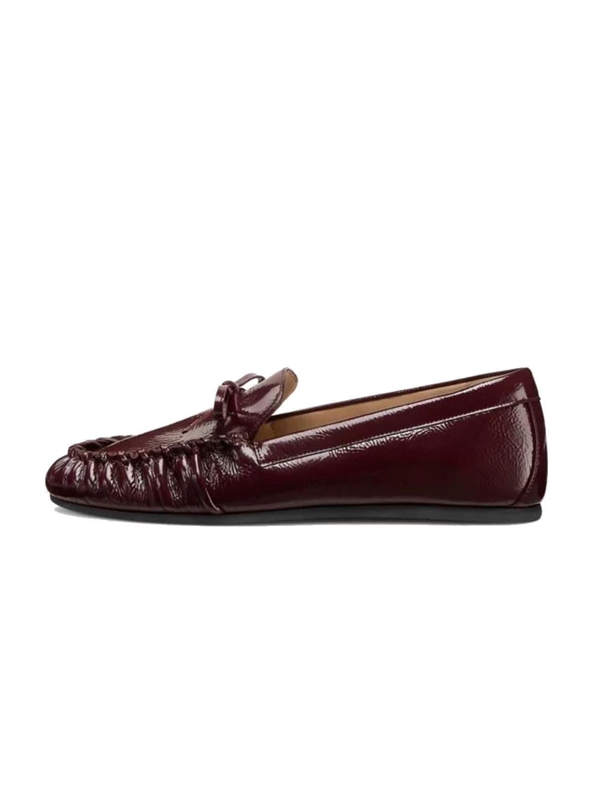 Burgundy Round-Toe Front Bow Slip-On Chic Flats
