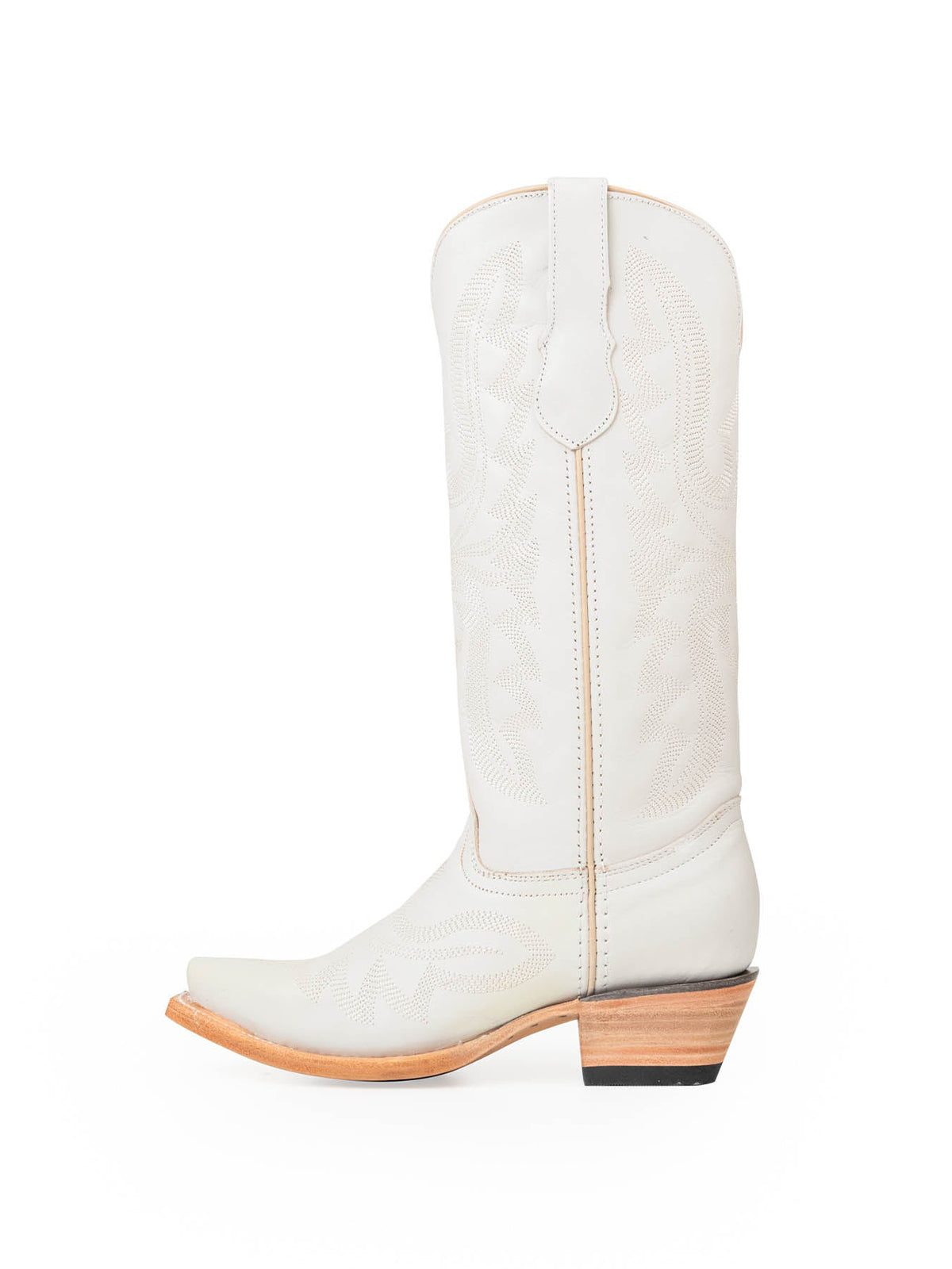 Snip-Toe Sleek Embroidery Mid Calf Cowgirl Boots For Woman - Ivory