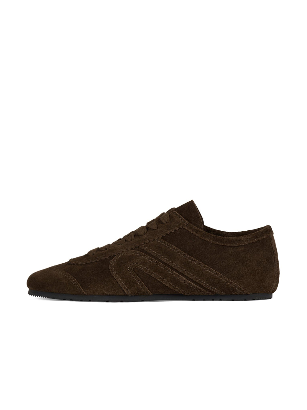 Chocolate Faux Suede Round-Toe Lace-Up Classic Sneakers Flats