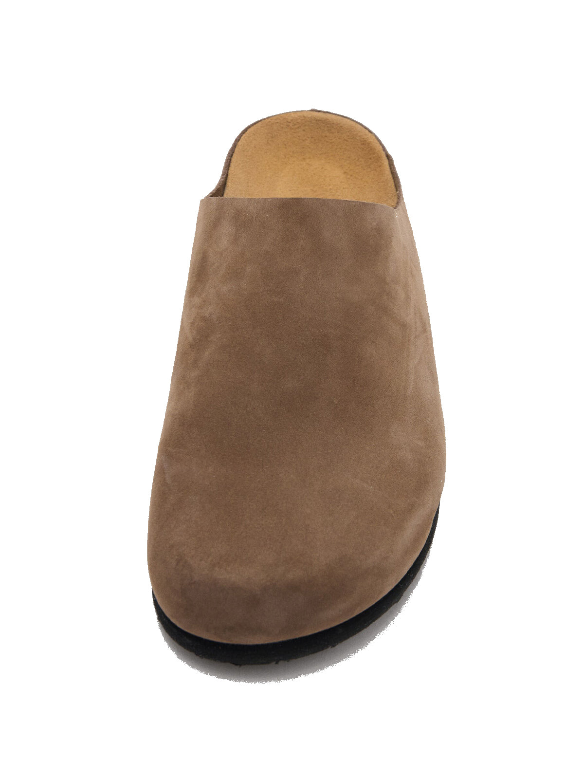Brown Faux Suede Round-Toe Simple Slip-On Mules Flats