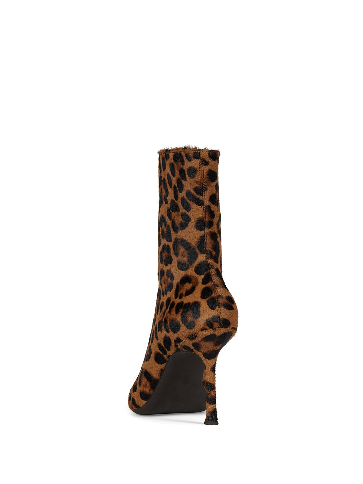 Leopard Pony Hair Vegan Leather Pointed-Toe Full-Zip Ankle Stiletto Boots