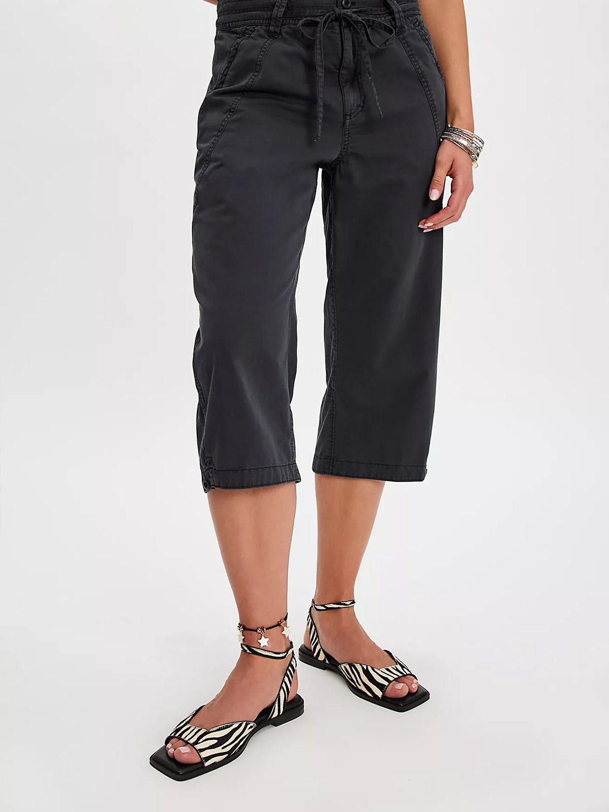 Zebra Faux Pony Hair Square-Toe Ankle Strap Sandals